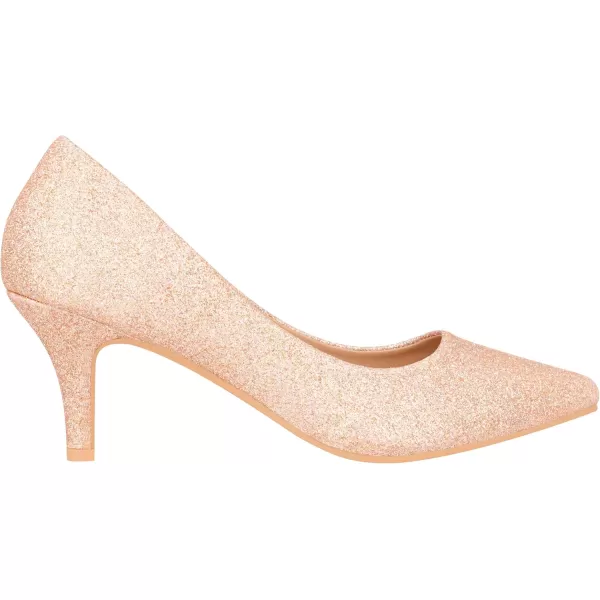 ILLUDE Classic Pointed Toe Pumps  Comfortable Low Stiletto Heel Pump Shoes  CherryRose Gold Glitter