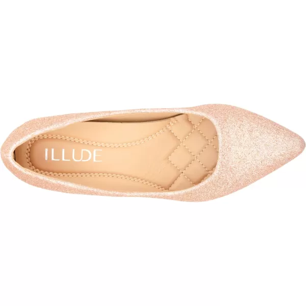 ILLUDE Classic Pointed Toe Pumps  Comfortable Low Stiletto Heel Pump Shoes  CherryRose Gold Glitter