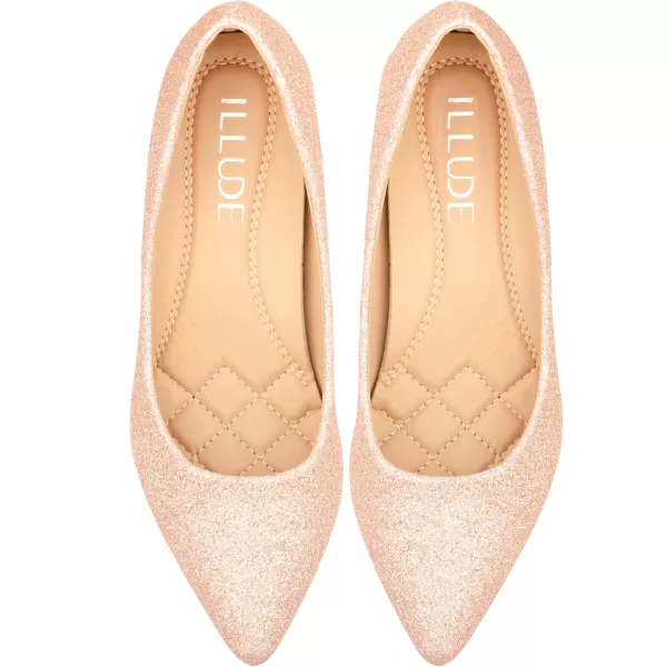 ILLUDE Classic Pointed Toe Pumps  Comfortable Low Stiletto Heel Pump Shoes  CherryRose Gold Glitter
