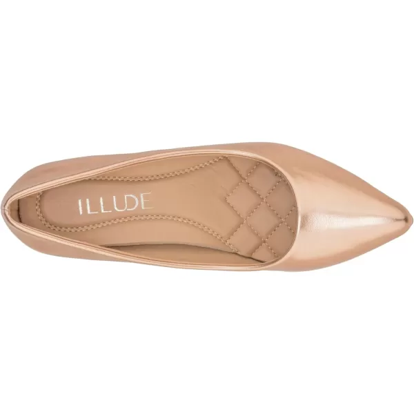 ILLUDE Classic Pointed Toe Pumps  Comfortable Low Stiletto Heel Pump Shoes  CherryRose Gold Pu