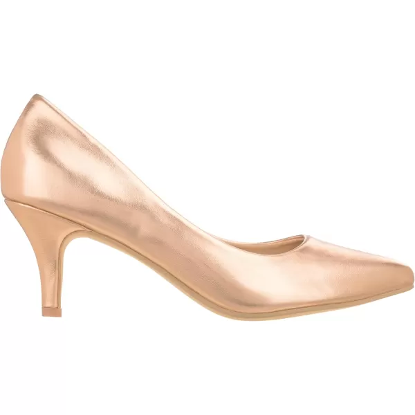 ILLUDE Classic Pointed Toe Pumps  Comfortable Low Stiletto Heel Pump Shoes  CherryRose Gold Pu