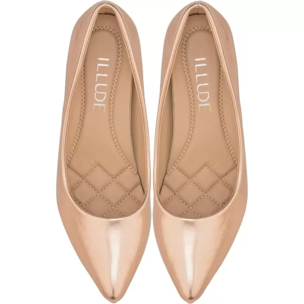 ILLUDE Classic Pointed Toe Pumps  Comfortable Low Stiletto Heel Pump Shoes  CherryRose Gold Pu