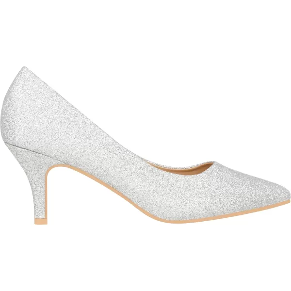 ILLUDE Classic Pointed Toe Pumps  Comfortable Low Stiletto Heel Pump Shoes  CherrySilver Glitter