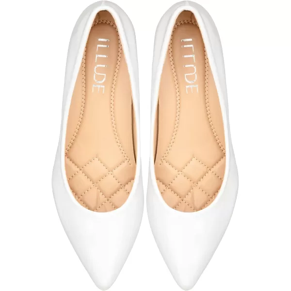 ILLUDE Classic Pointed Toe Pumps  Comfortable Low Stiletto Heel Pump Shoes  CherryWhite Patent