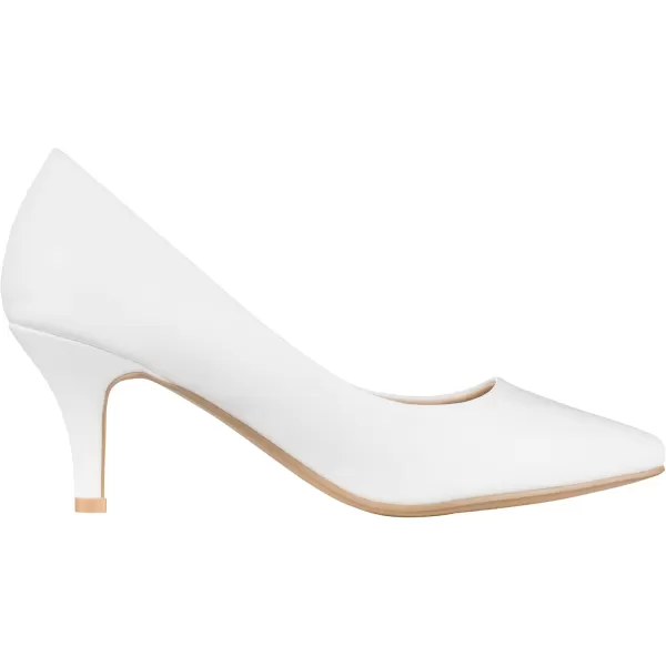 ILLUDE Classic Pointed Toe Pumps  Comfortable Low Stiletto Heel Pump Shoes  CherryWhite Pu