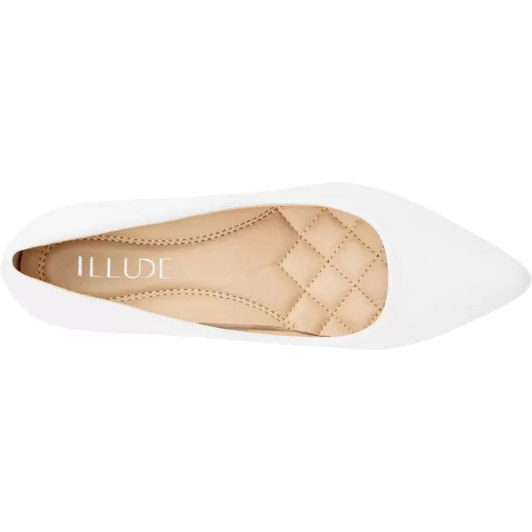ILLUDE Classic Pointed Toe Pumps  Comfortable Low Stiletto Heel Pump Shoes  CherryWhite Pu