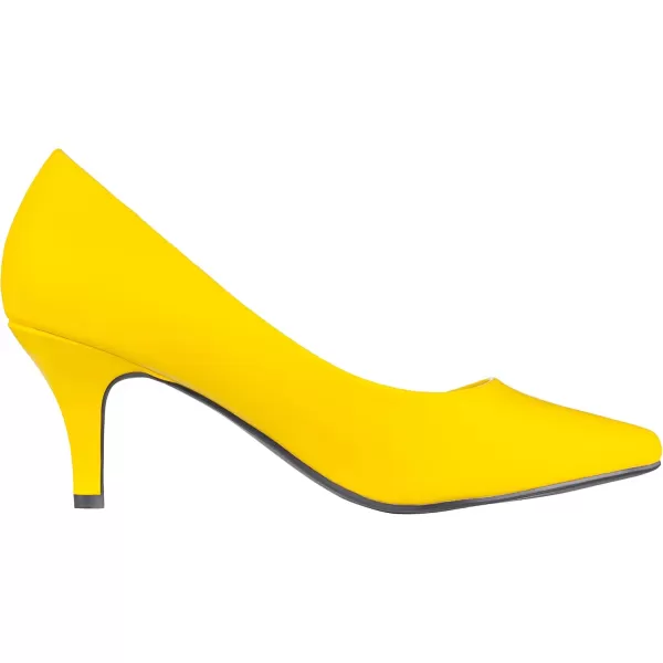 ILLUDE Classic Pointed Toe Pumps  Comfortable Low Stiletto Heel Pump Shoes  CherryYellow Pu
