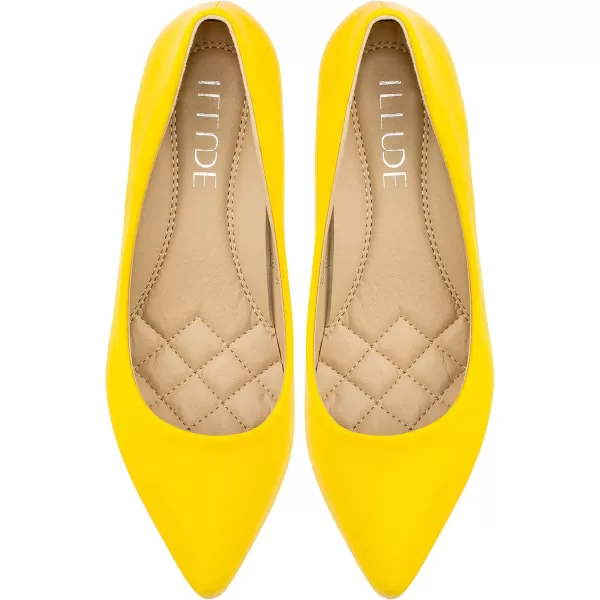 ILLUDE Classic Pointed Toe Pumps  Comfortable Low Stiletto Heel Pump Shoes  CherryYellow Pu