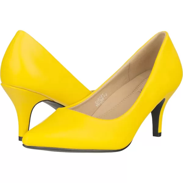 ILLUDE Classic Pointed Toe Pumps  Comfortable Low Stiletto Heel Pump Shoes  CherryYellow Pu