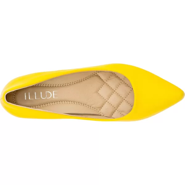 ILLUDE Classic Pointed Toe Pumps  Comfortable Low Stiletto Heel Pump Shoes  CherryYellow Pu