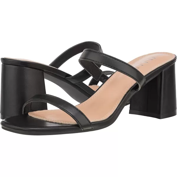 ILLUDE Womens Block Heel Double Band Square Toe Heeled Sandal Slip On Mule  LisaBlack Pu