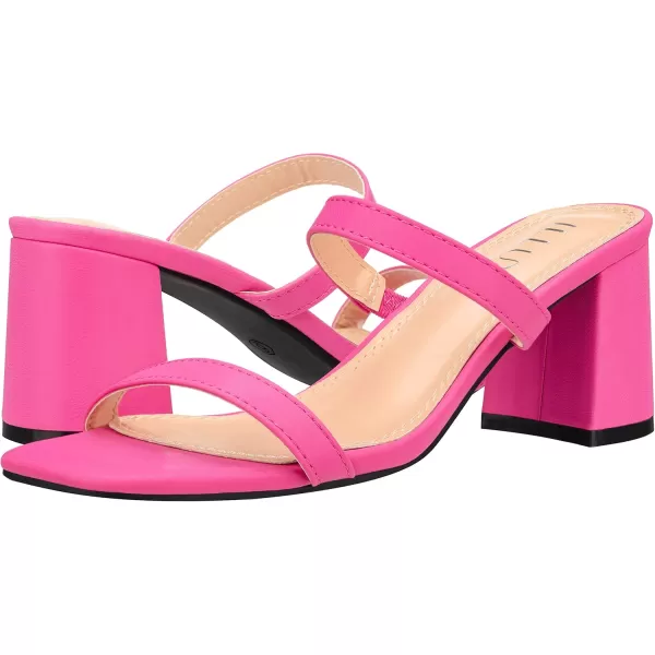 ILLUDE Womens Block Heel Double Band Square Toe Heeled Sandal Slip On Mule  LisaFlamingo Pu