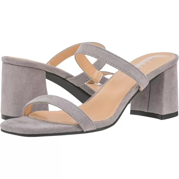 ILLUDE Womens Block Heel Double Band Square Toe Heeled Sandal Slip On Mule  LisaLight Grey Suede