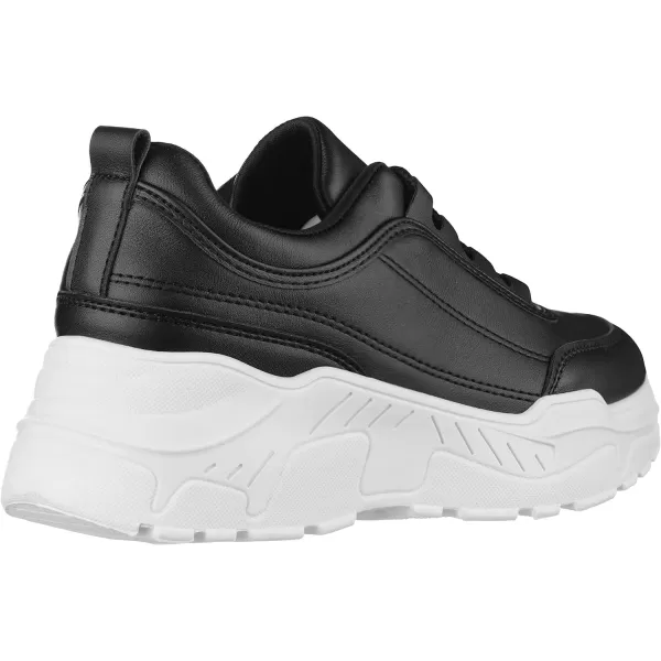 ILLUDE Womens Chunky Platform Sneakers LaceUp Walking Shoes Fashion Chunky Sneakers Causal Dad ShoesBlack