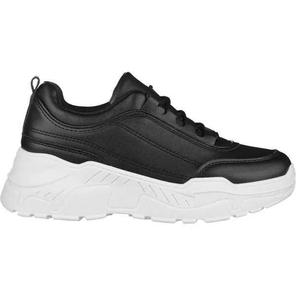 ILLUDE Womens Chunky Platform Sneakers LaceUp Walking Shoes Fashion Chunky Sneakers Causal Dad ShoesBlack