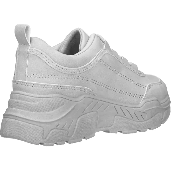ILLUDE Womens Chunky Platform Sneakers LaceUp Walking Shoes Fashion Chunky Sneakers Causal Dad ShoesGrey Nubuck
