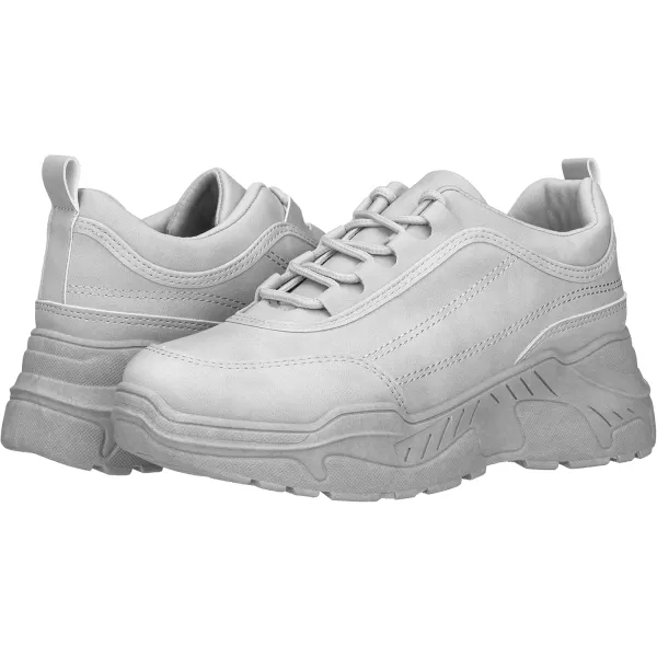 ILLUDE Womens Chunky Platform Sneakers LaceUp Walking Shoes Fashion Chunky Sneakers Causal Dad ShoesGrey Nubuck