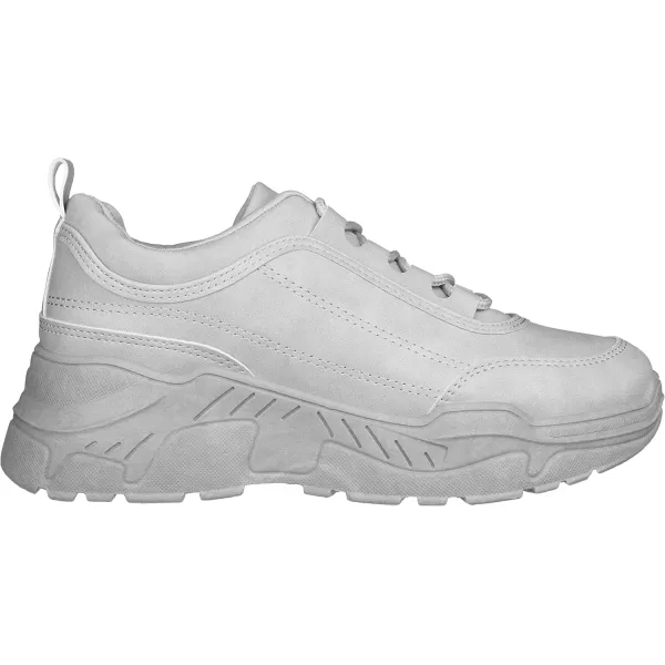 ILLUDE Womens Chunky Platform Sneakers LaceUp Walking Shoes Fashion Chunky Sneakers Causal Dad ShoesGrey Nubuck