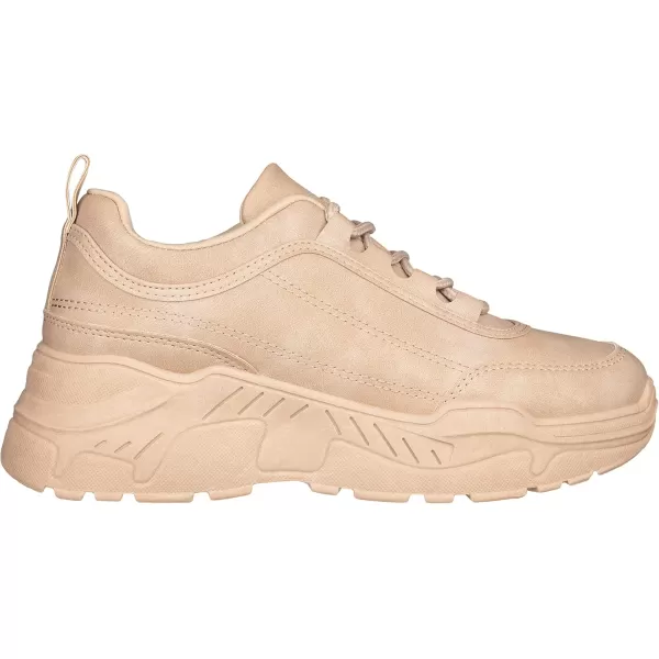 ILLUDE Womens Chunky Platform Sneakers LaceUp Walking Shoes Fashion Chunky Sneakers Causal Dad ShoesNude Nubuck