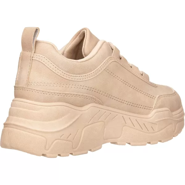 ILLUDE Womens Chunky Platform Sneakers LaceUp Walking Shoes Fashion Chunky Sneakers Causal Dad ShoesNude Nubuck