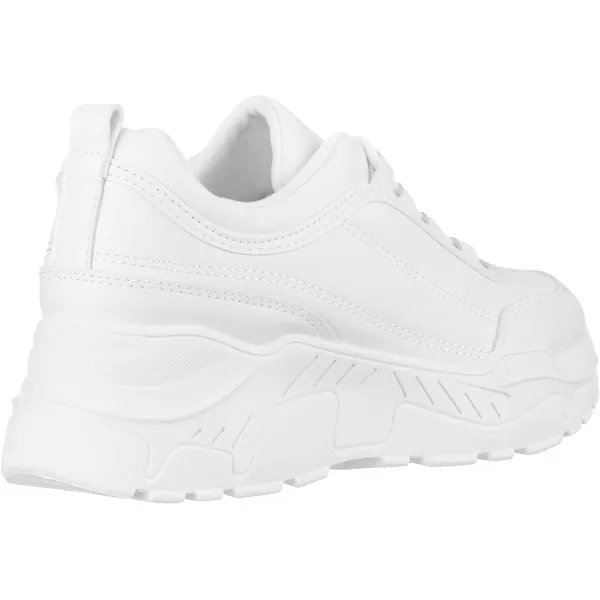 ILLUDE Womens Chunky Platform Sneakers LaceUp Walking Shoes Fashion Chunky Sneakers Causal Dad ShoesWhite