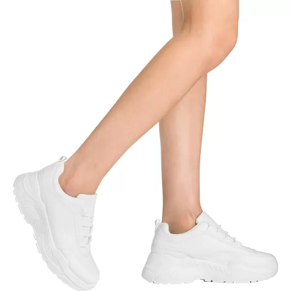 ILLUDE Womens Chunky Platform Sneakers LaceUp Walking Shoes Fashion Chunky Sneakers Causal Dad ShoesWhite