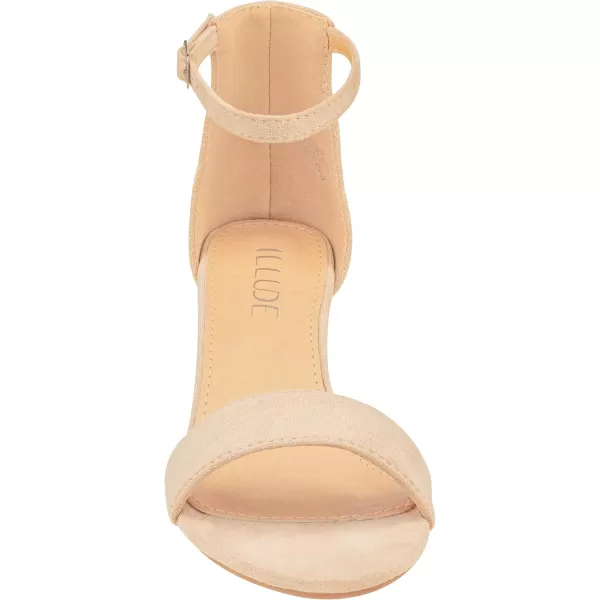 ILLUDE Womens Fashion Ankle Strap Kitten Heel Sandals  Adorable Cute Low Block Heel  JasmineBeige Suede