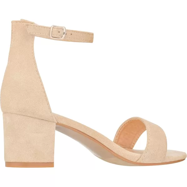 ILLUDE Womens Fashion Ankle Strap Kitten Heel Sandals  Adorable Cute Low Block Heel  JasmineBeige Suede
