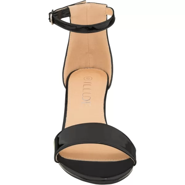 ILLUDE Womens Fashion Ankle Strap Kitten Heel Sandals  Adorable Cute Low Block Heel  JasmineBlack Patent