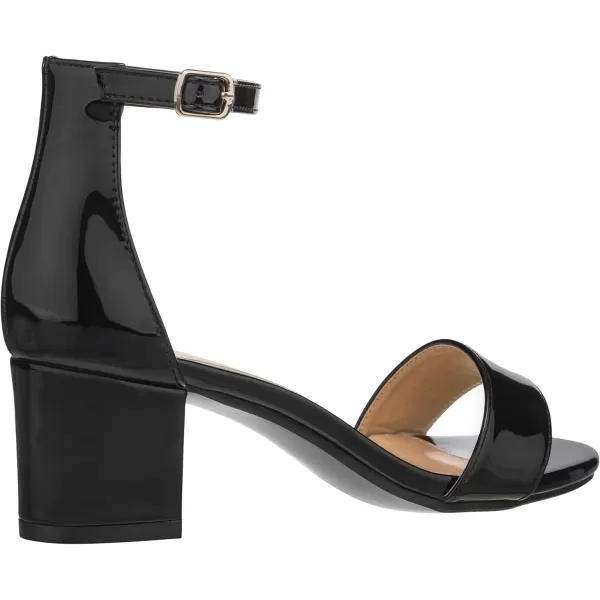 ILLUDE Womens Fashion Ankle Strap Kitten Heel Sandals  Adorable Cute Low Block Heel  JasmineBlack Patent