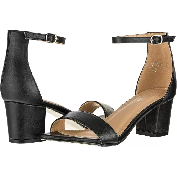 ILLUDE Womens Fashion Ankle Strap Kitten Heel Sandals  Adorable Cute Low Block Heel  JasmineBlack Pu