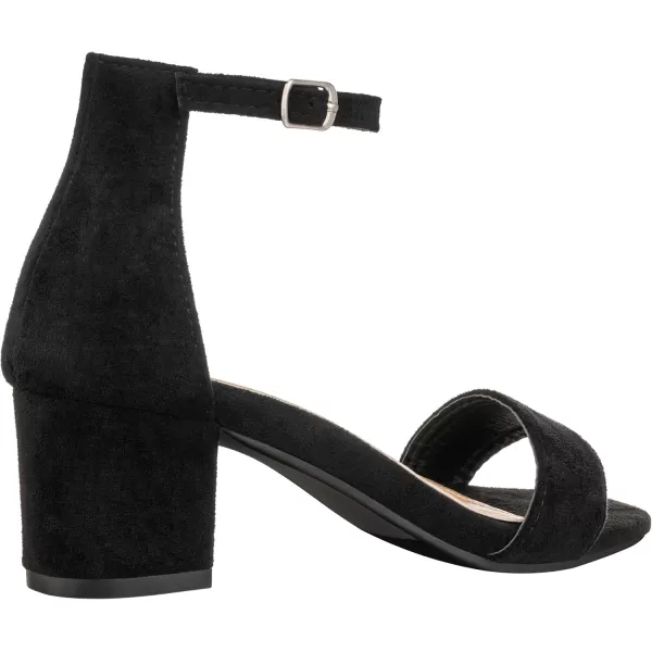 ILLUDE Womens Fashion Ankle Strap Kitten Heel Sandals  Adorable Cute Low Block Heel  JasmineBlack Suede