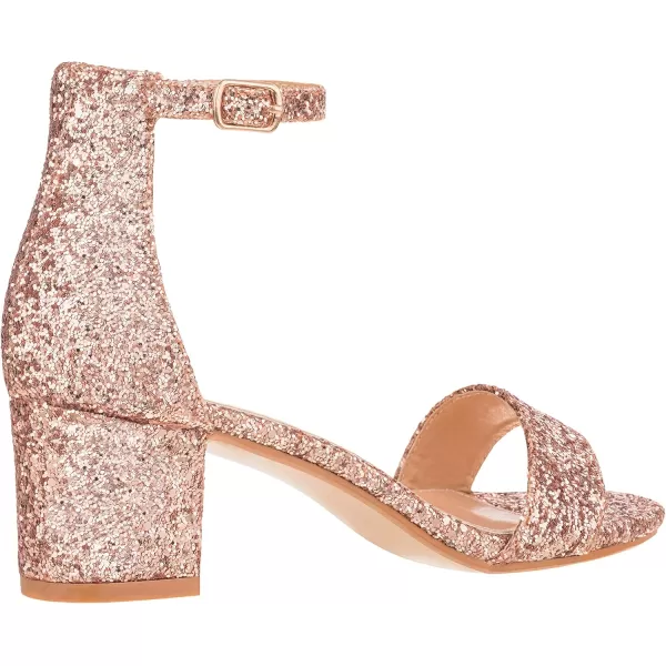 ILLUDE Womens Fashion Ankle Strap Kitten Heel Sandals  Adorable Cute Low Block Heel  JasmineChampagne Glitter