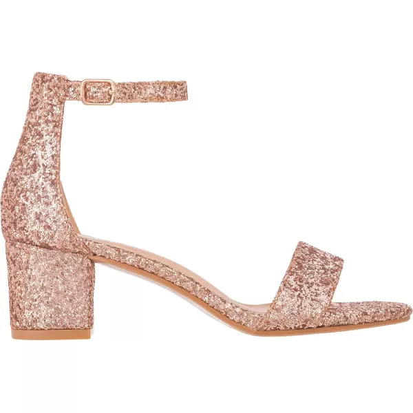 ILLUDE Womens Fashion Ankle Strap Kitten Heel Sandals  Adorable Cute Low Block Heel  JasmineChampagne Glitter