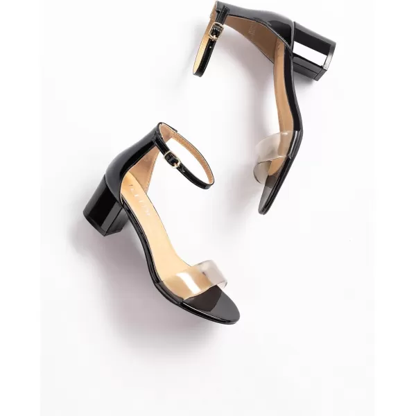 ILLUDE Womens Fashion Ankle Strap Kitten Heel Sandals  Adorable Cute Low Block Heel  JasmineClear Black