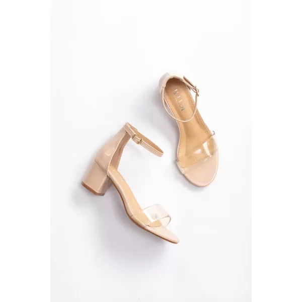 ILLUDE Womens Fashion Ankle Strap Kitten Heel Sandals  Adorable Cute Low Block Heel  JasmineClear Nude