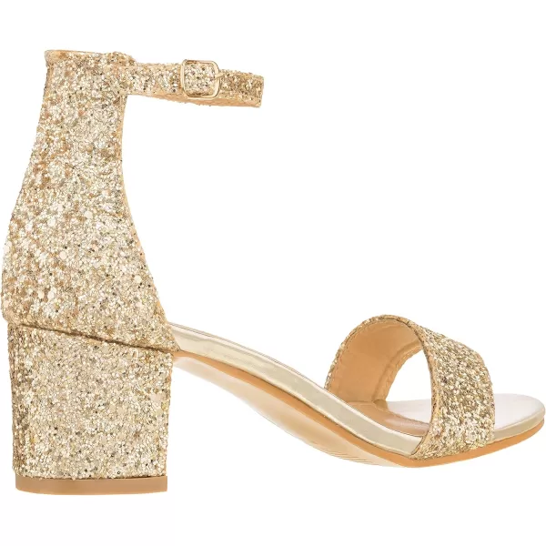 ILLUDE Womens Fashion Ankle Strap Kitten Heel Sandals  Adorable Cute Low Block Heel  JasmineGold Glitter