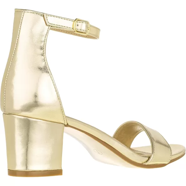 ILLUDE Womens Fashion Ankle Strap Kitten Heel Sandals  Adorable Cute Low Block Heel  JasmineGold Pu
