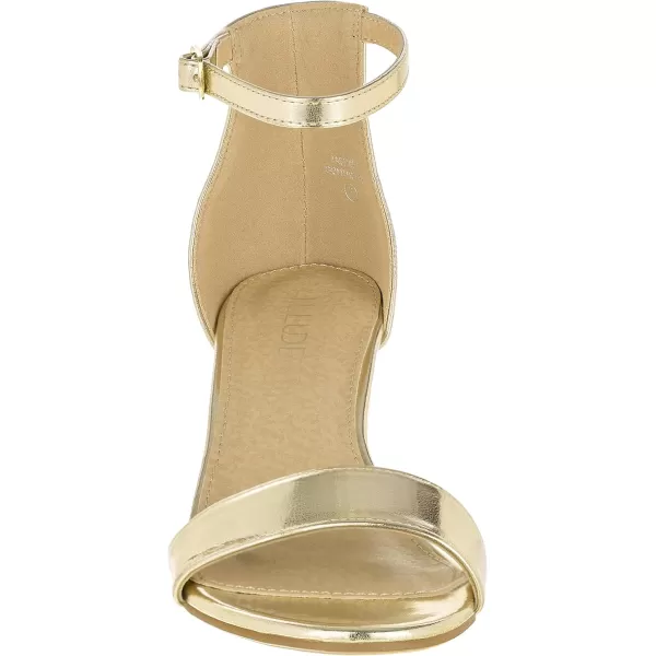 ILLUDE Womens Fashion Ankle Strap Kitten Heel Sandals  Adorable Cute Low Block Heel  JasmineGold Pu