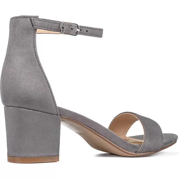ILLUDE Womens Fashion Ankle Strap Kitten Heel Sandals  Adorable Cute Low Block Heel  JasmineGrey Suede