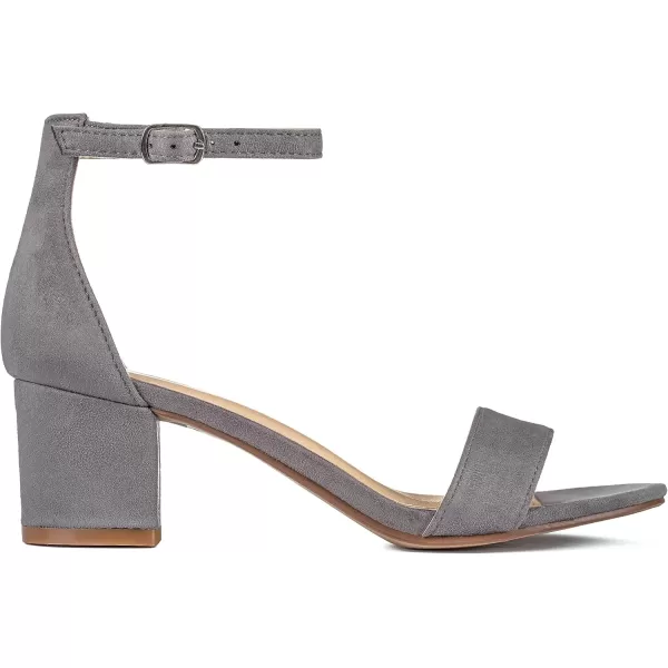 ILLUDE Womens Fashion Ankle Strap Kitten Heel Sandals  Adorable Cute Low Block Heel  JasmineGrey Suede