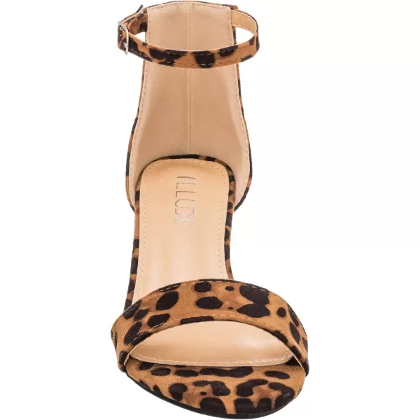 ILLUDE Womens Fashion Ankle Strap Kitten Heel Sandals  Adorable Cute Low Block Heel  JasmineLeopard Suede