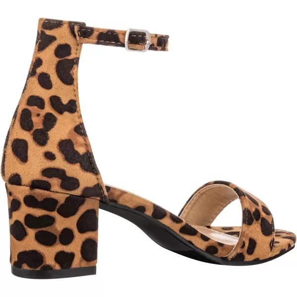 ILLUDE Womens Fashion Ankle Strap Kitten Heel Sandals  Adorable Cute Low Block Heel  JasmineLeopard Suede