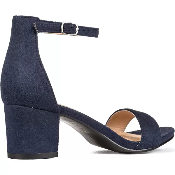 ILLUDE Womens Fashion Ankle Strap Kitten Heel Sandals  Adorable Cute Low Block Heel  JasmineNavy Suede