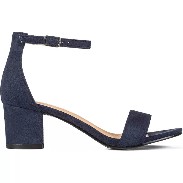 ILLUDE Womens Fashion Ankle Strap Kitten Heel Sandals  Adorable Cute Low Block Heel  JasmineNavy Suede