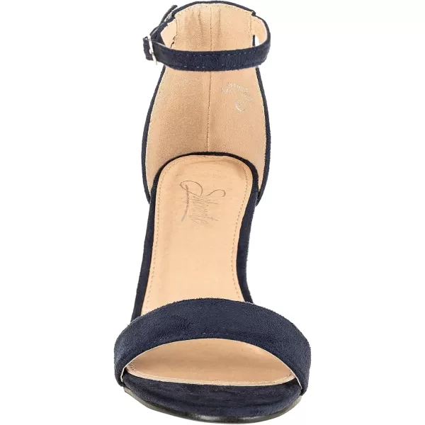 ILLUDE Womens Fashion Ankle Strap Kitten Heel Sandals  Adorable Cute Low Block Heel  JasmineNavy Suede