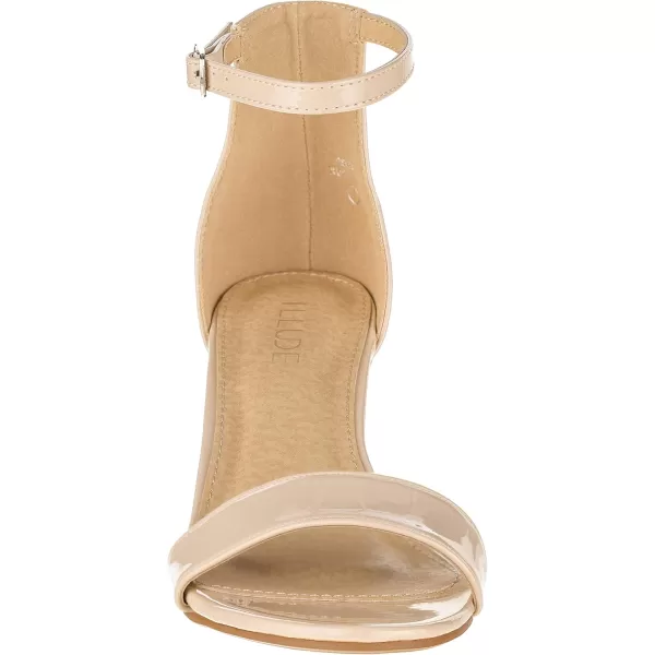 ILLUDE Womens Fashion Ankle Strap Kitten Heel Sandals  Adorable Cute Low Block Heel  JasmineNude Patent
