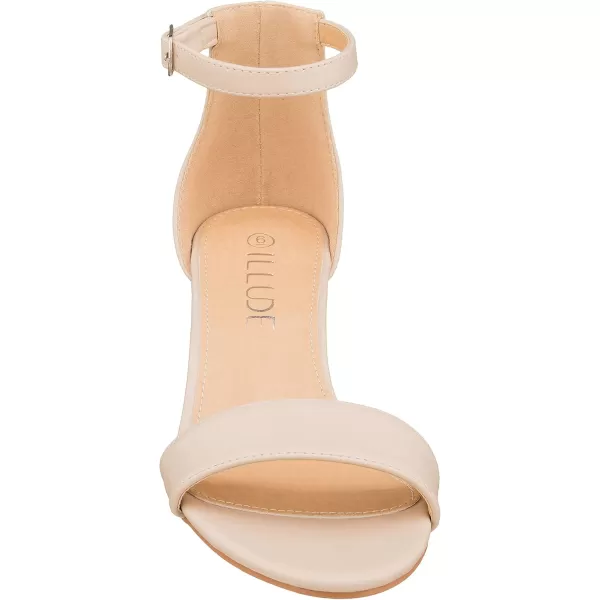 ILLUDE Womens Fashion Ankle Strap Kitten Heel Sandals  Adorable Cute Low Block Heel  JasmineNude Pu