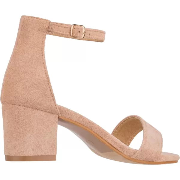 ILLUDE Womens Fashion Ankle Strap Kitten Heel Sandals  Adorable Cute Low Block Heel  JasmineNude Suede