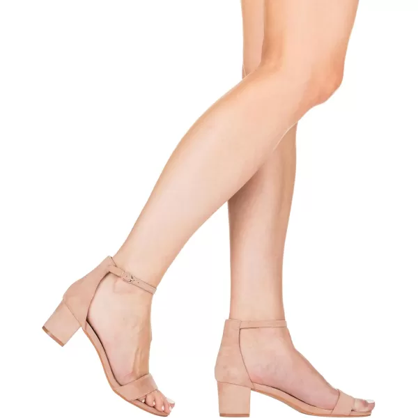 ILLUDE Womens Fashion Ankle Strap Kitten Heel Sandals  Adorable Cute Low Block Heel  JasmineNude Suede